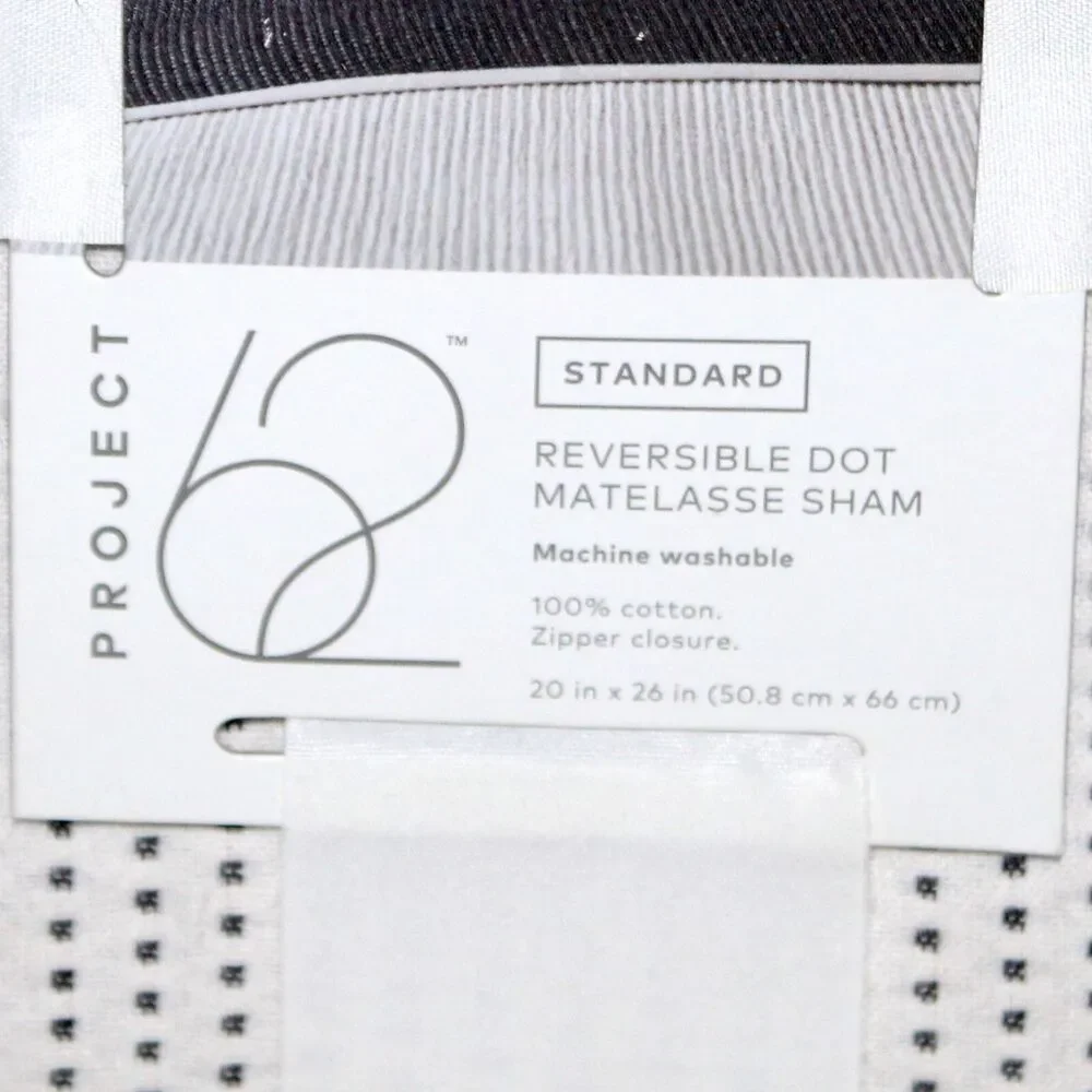 Project 62 White Dot Woven Pillow Cover Matelasse Sham reversible white gray